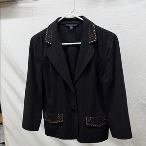 Chic Black Embellished Blazer